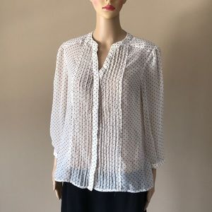 Charming Charlie white polka dots blouse Sz L
